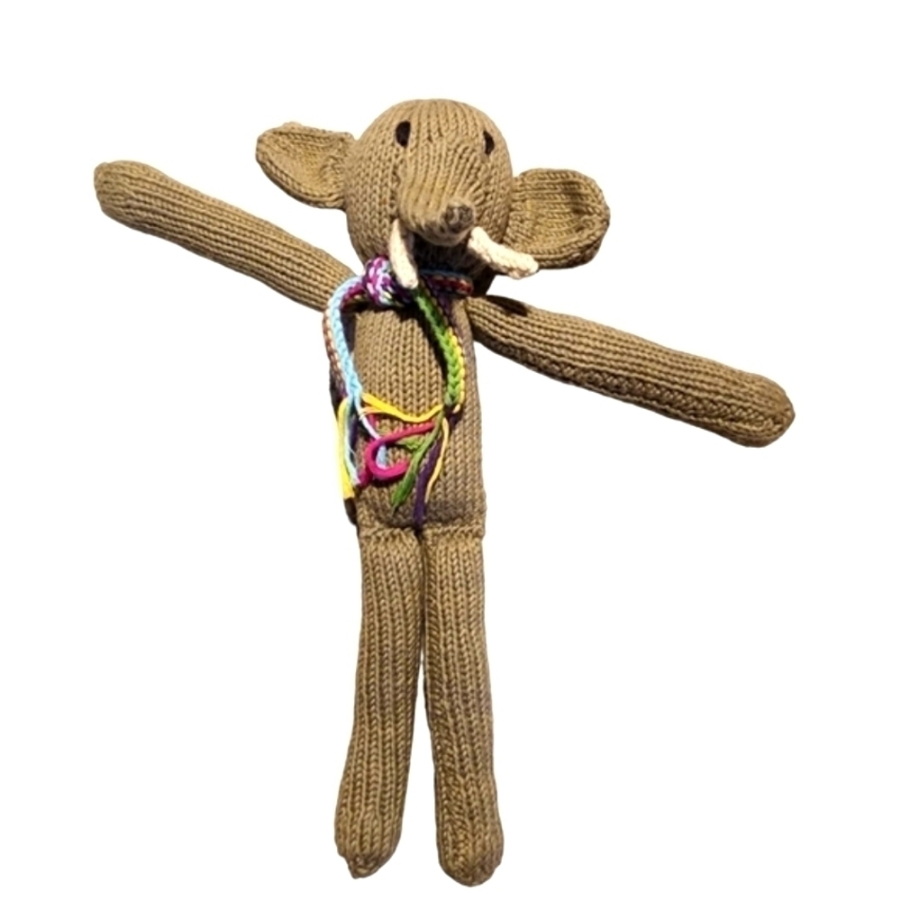 Crocheted Elephant handmade plush stuffed animal woobie lovie with scarf